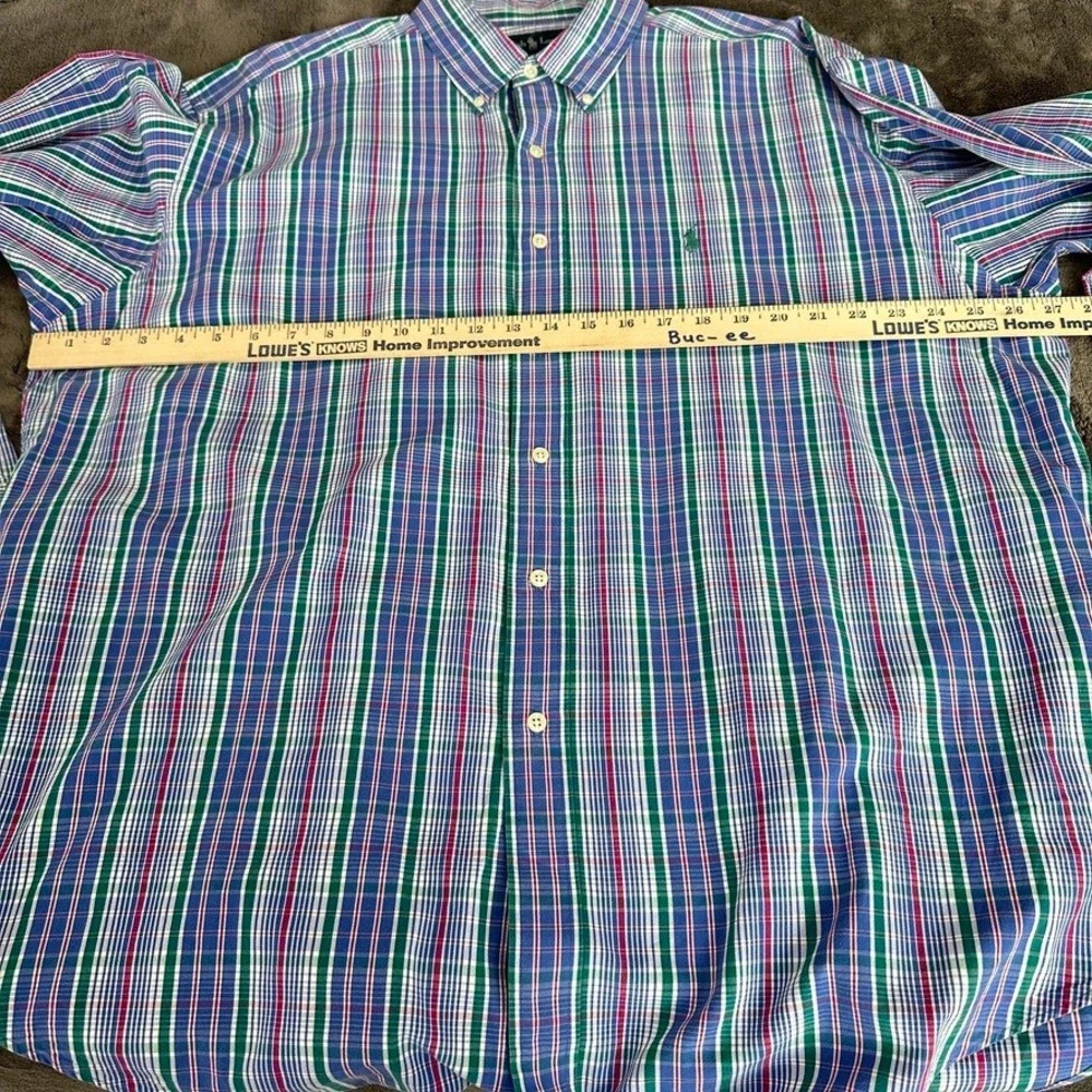 Ralph Lauren Men's Blake‎ Button Down XL Plaid Long Sleeve 100% Two-Ply Cotton